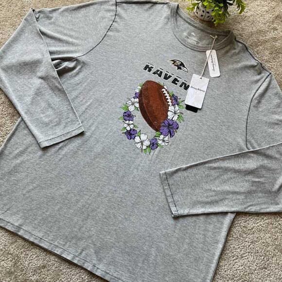 NWT Tommy Bahama Men's Lei NFL Ravens Grey Graphic Long Sleeve Tee 3XL - Picture 1 of 11